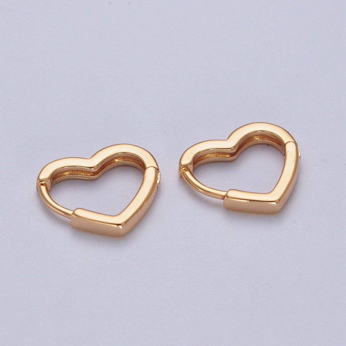 24K Gold Filled Heart Love CZ Huggie Hoop Earrings