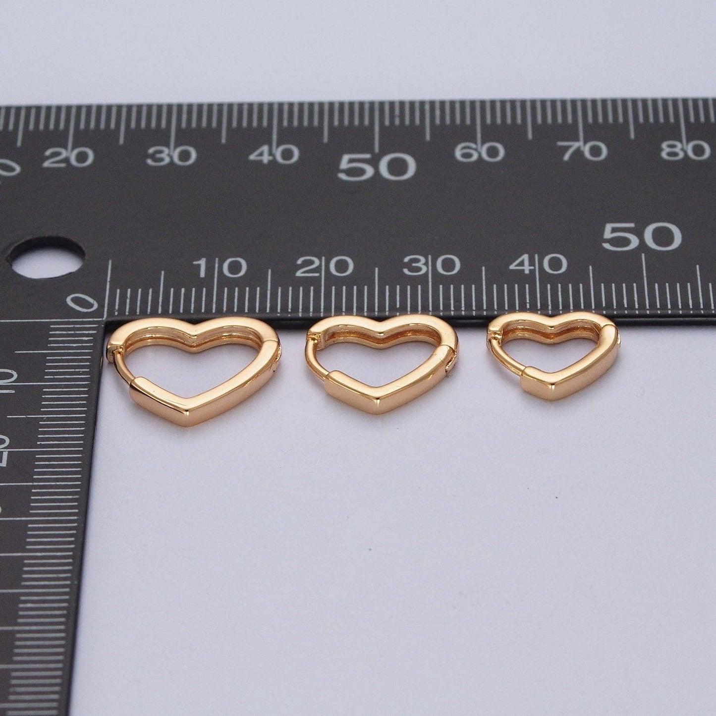 24K Gold Filled Heart Love CZ Huggie Hoop Earrings