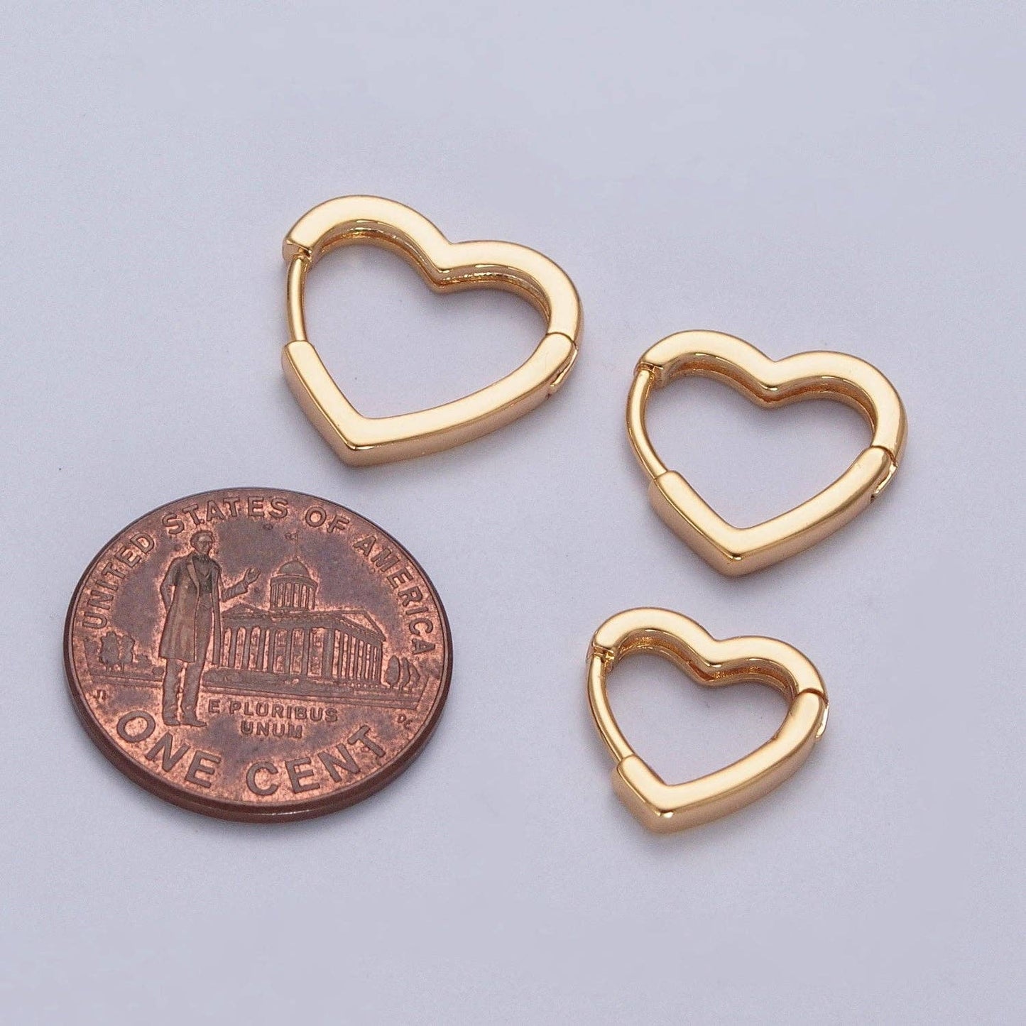 24K Gold Filled Heart Love CZ Huggie Hoop Earrings