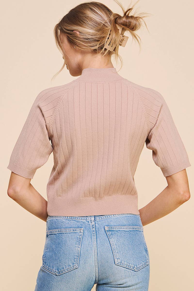 Ribbed Fine Gauge Mock Neck