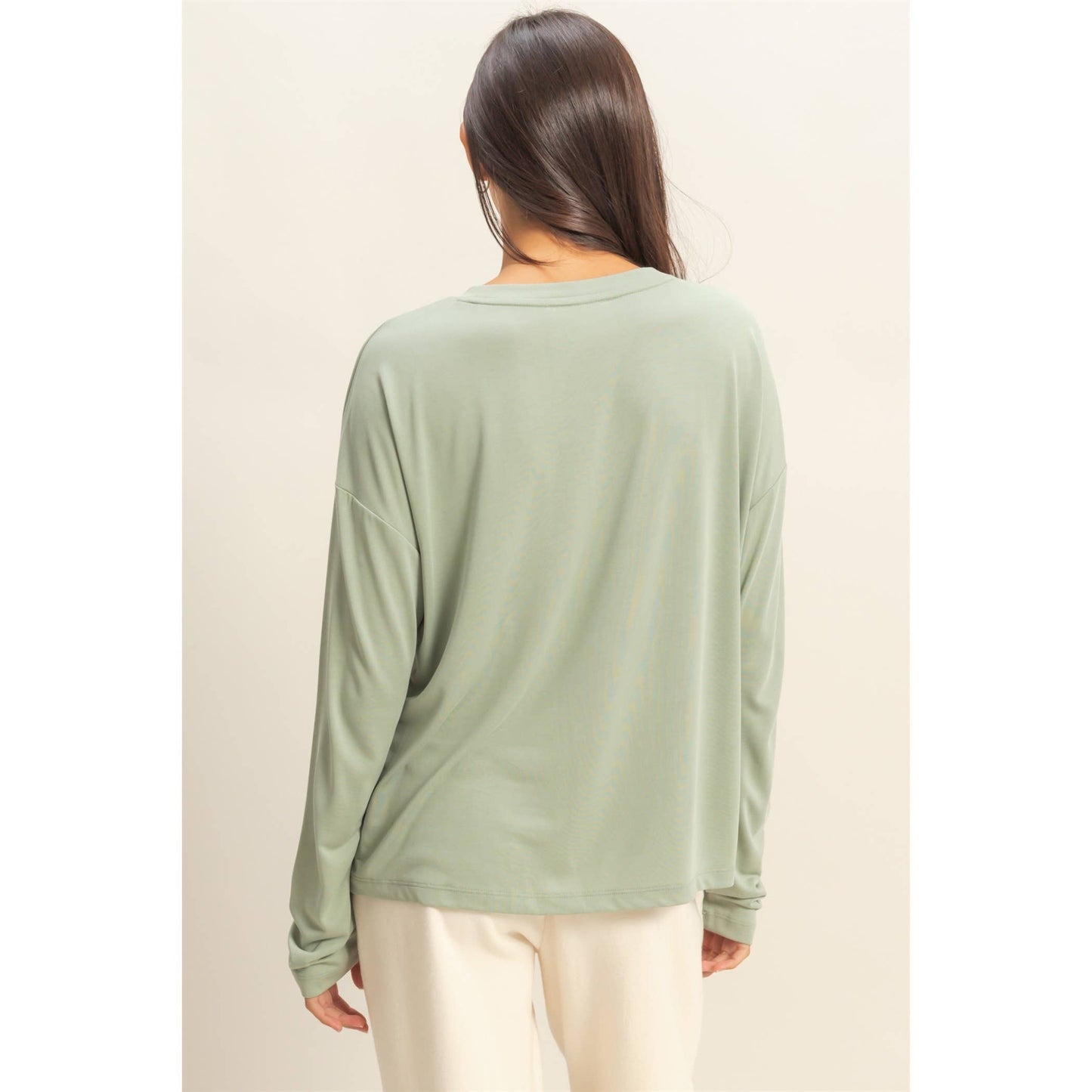 Casual Long-Sleeve Crew Neck Top