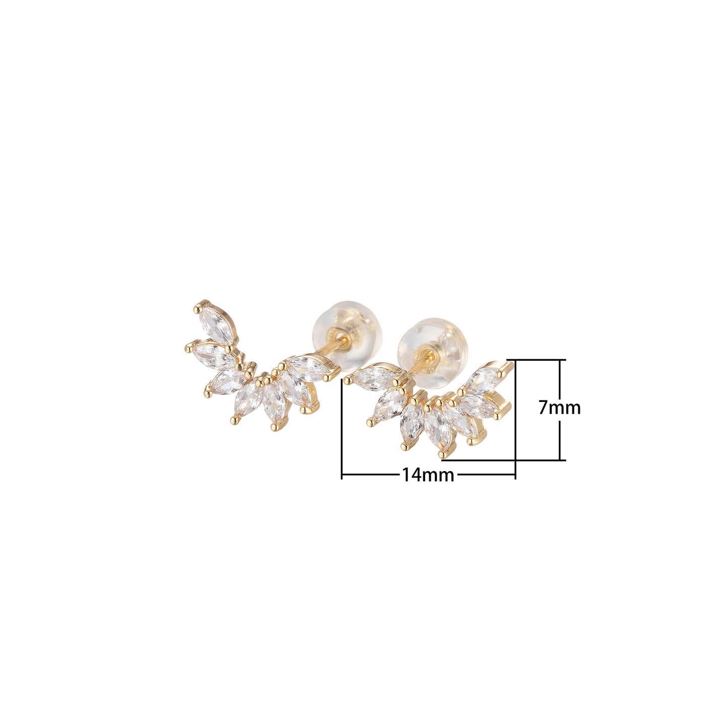 Dainty Marquise Stones Climber Stud Earrings P200