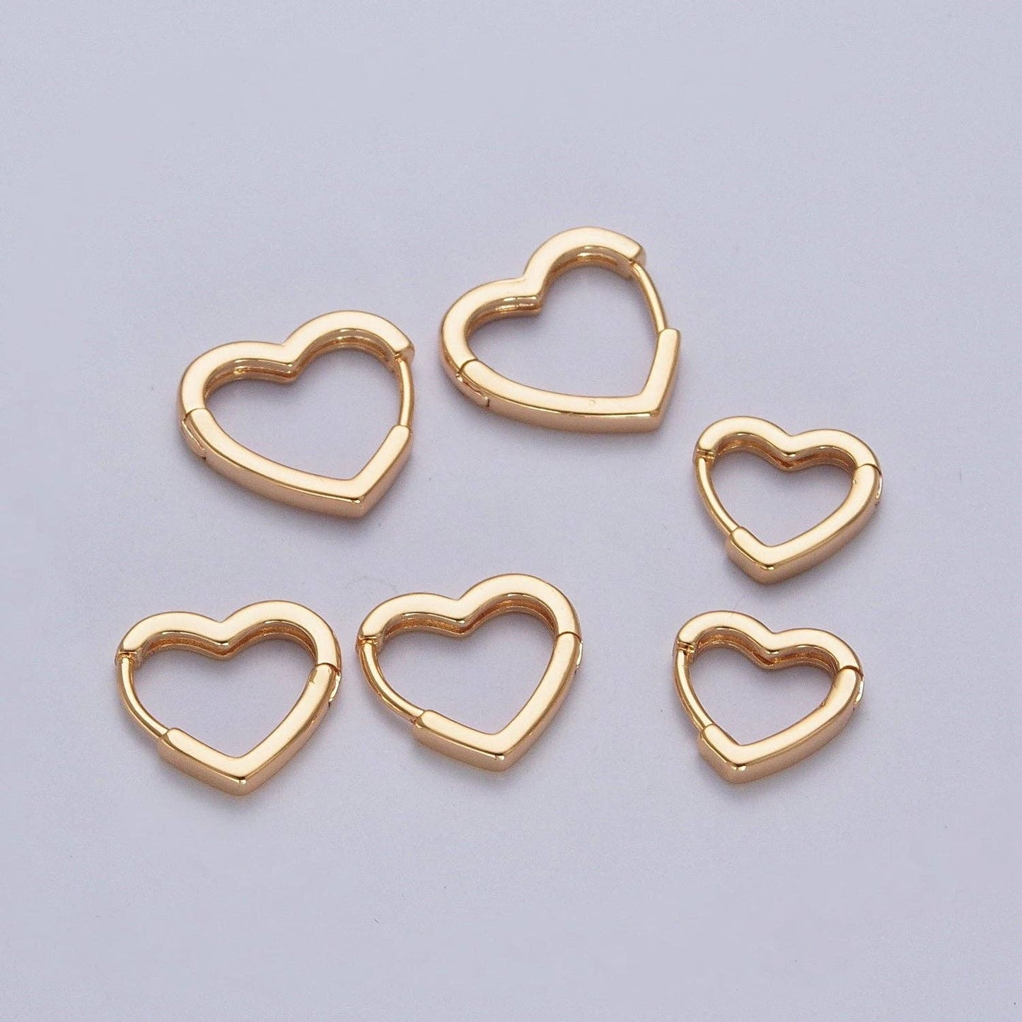 24K Gold Filled Heart Love CZ Huggie Hoop Earrings