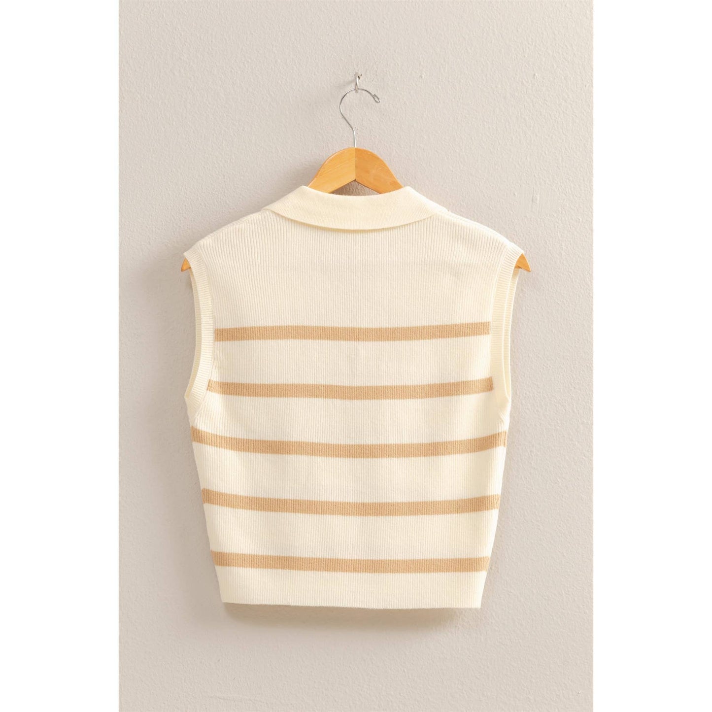 Collared Striped Polo Vest