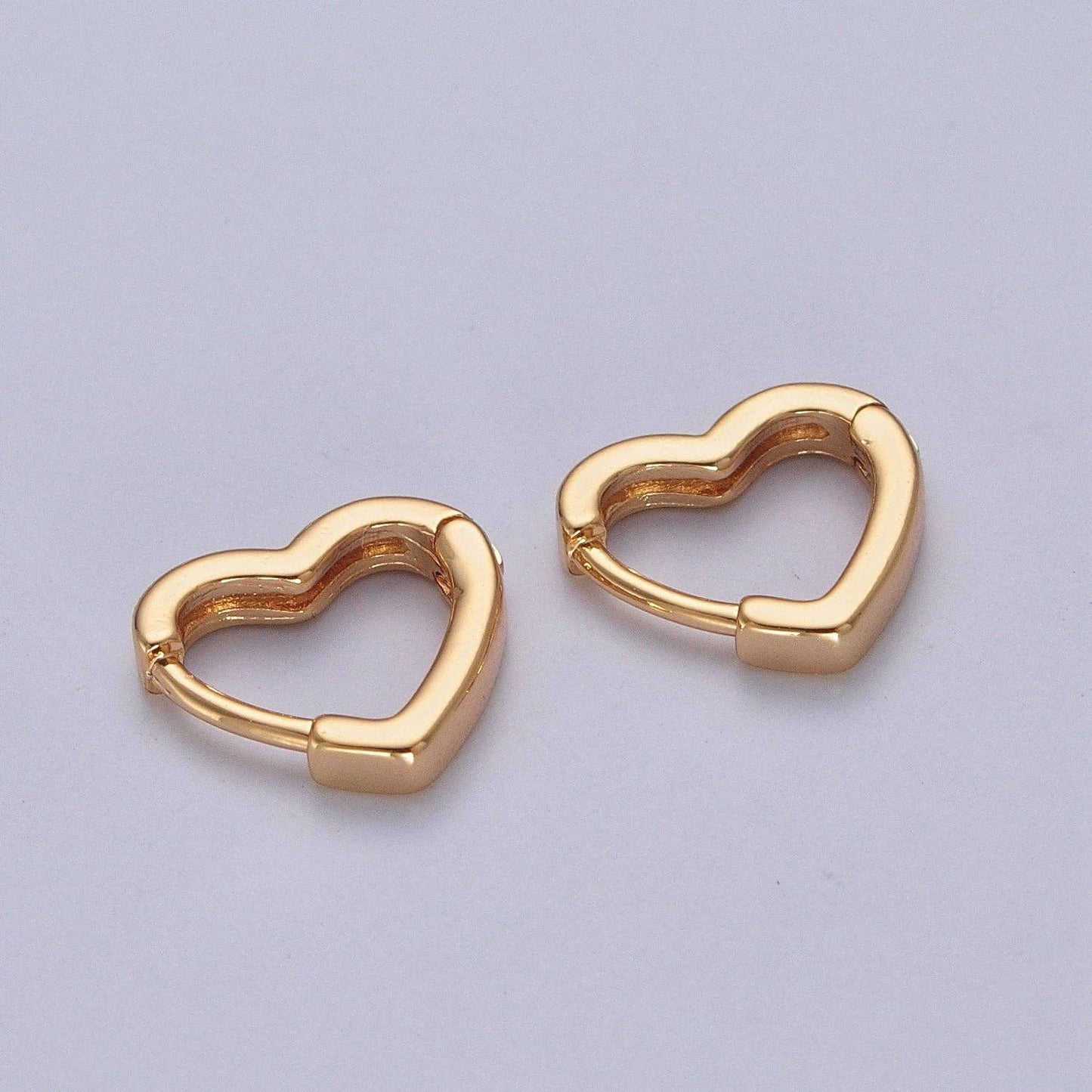 24K Gold Filled Heart Love CZ Huggie Hoop Earrings