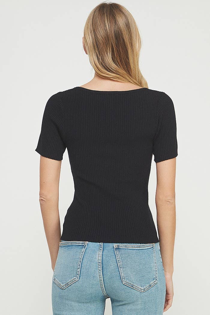 Square Neck Ribbed Fine Gauge Top