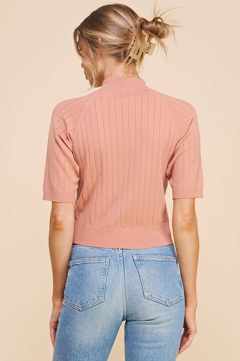 Ribbed Fine Gauge Mock Neck