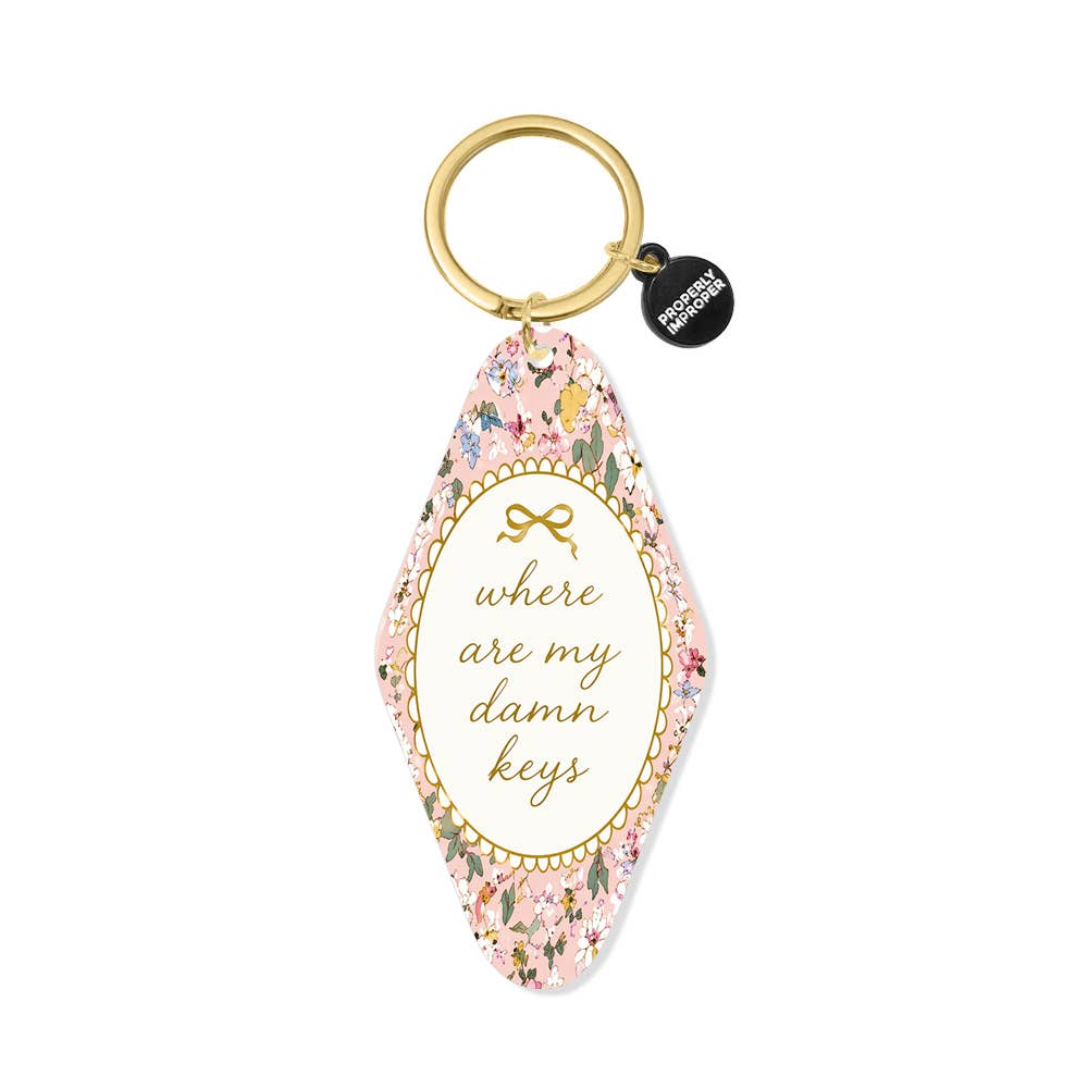Printed Keychain Where Are My Damn Keys Floral