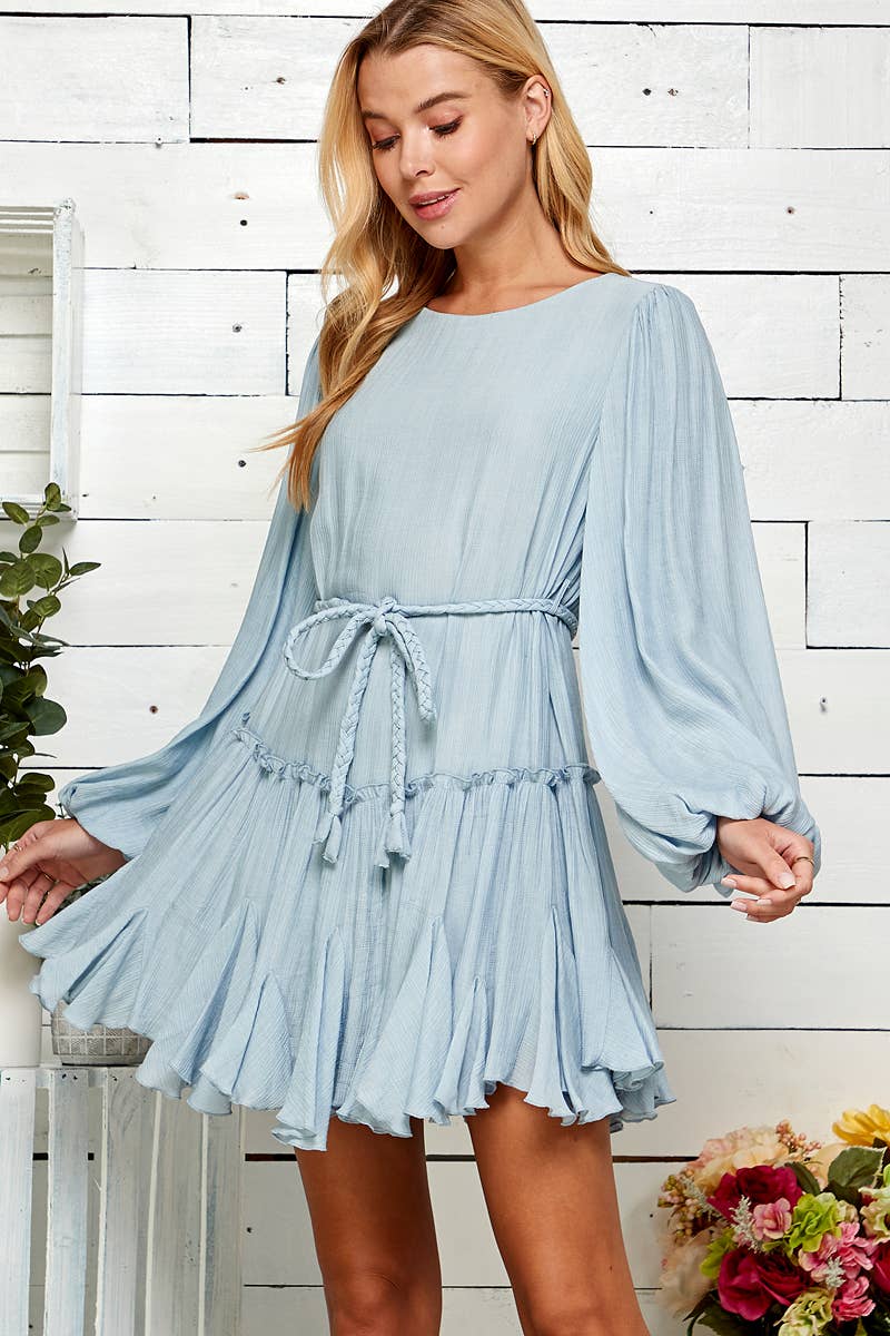 Wander Braided Ruffle Mini Dress