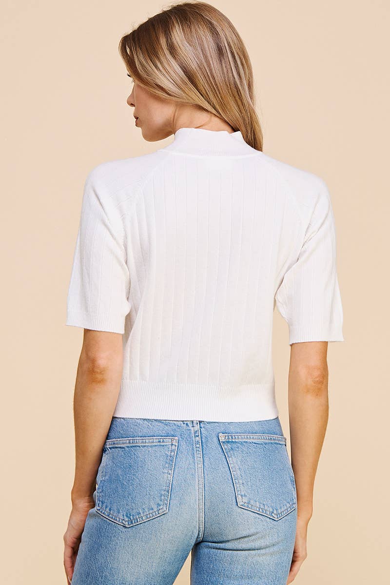 Ribbed Fine Gauge Mock Neck