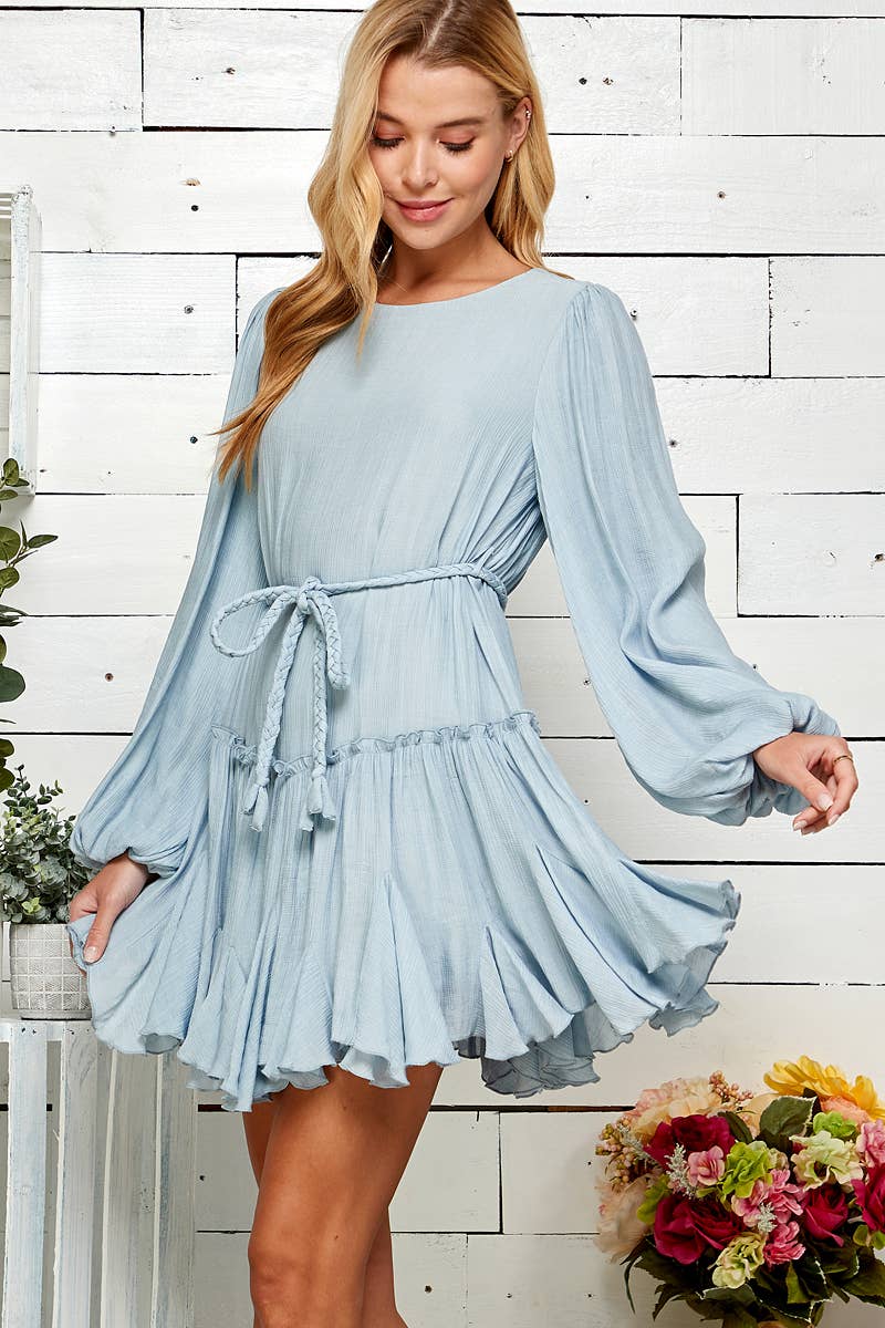 Wander Braided Ruffle Mini Dress