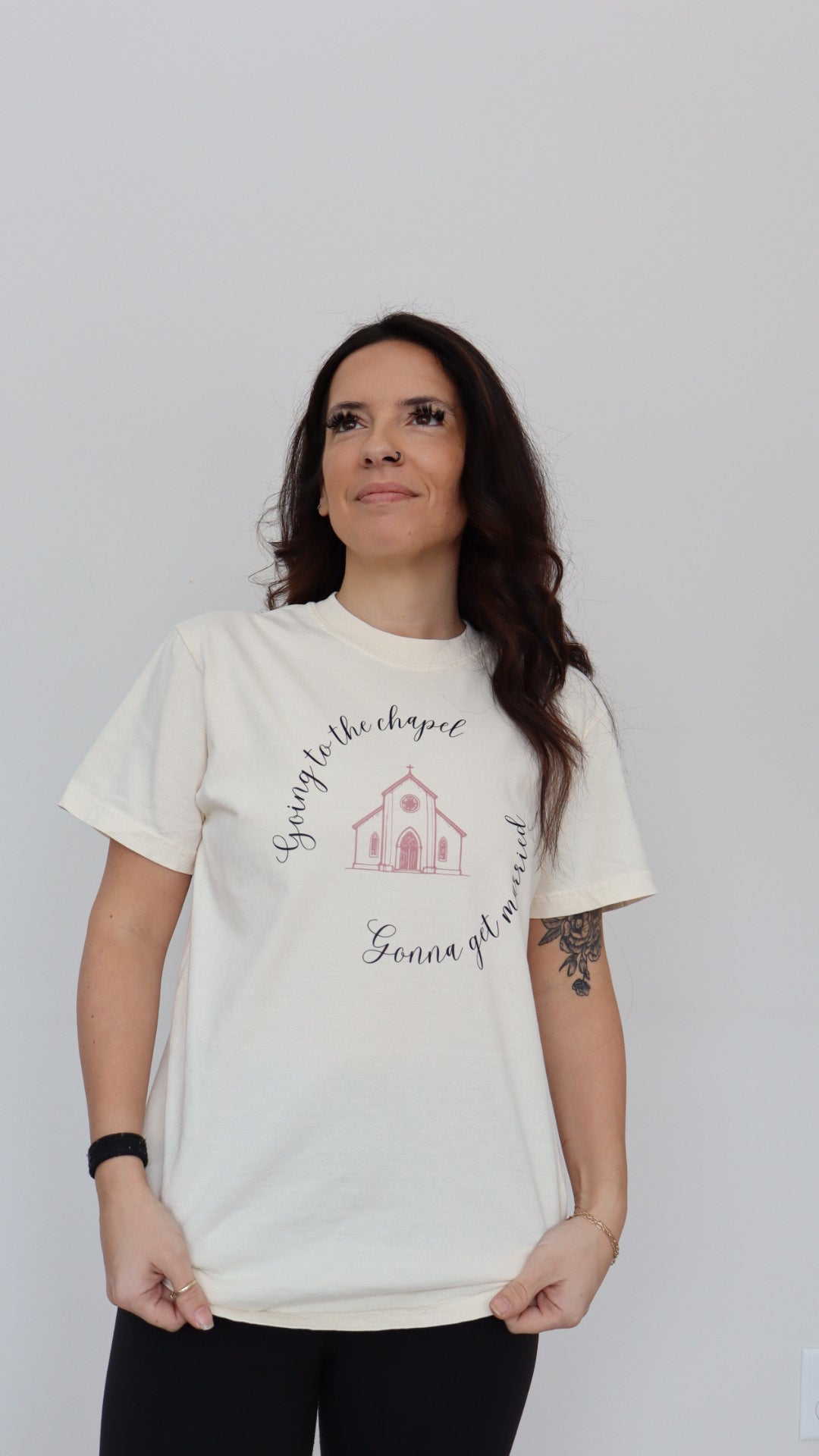 Going To The Chapel Gonna Get Married Pink Chapel Tee