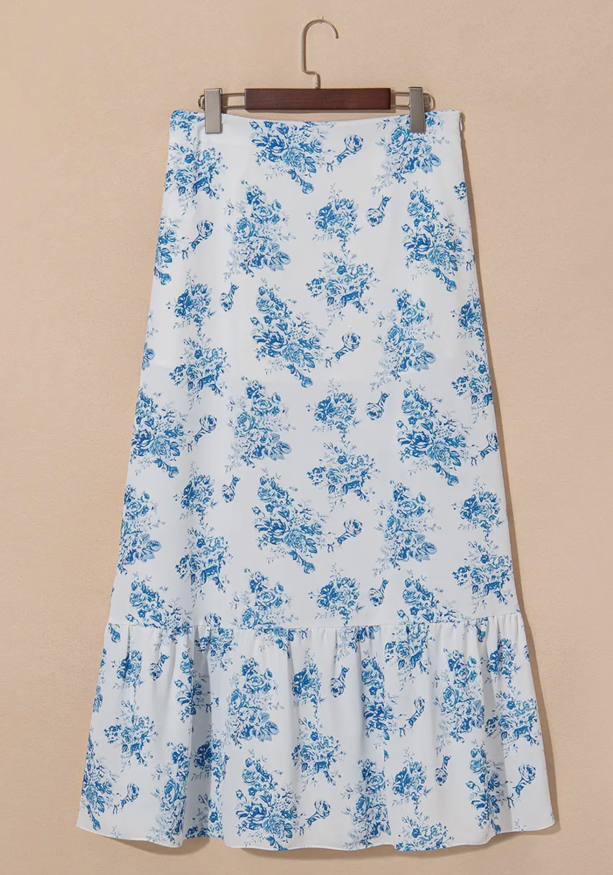 High Waist Floral Skirt - Ruffle Split