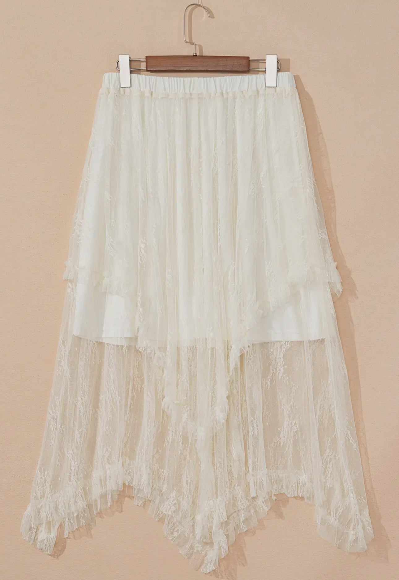 Cascading High Waist Midi Skirt