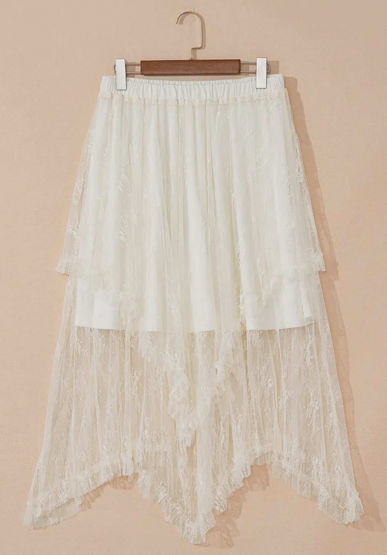 Cascading High Waist Midi Skirt