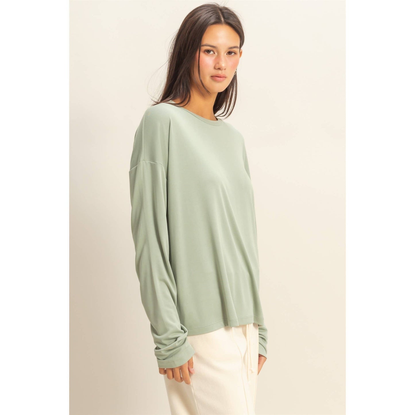 Casual Long-Sleeve Crew Neck Top