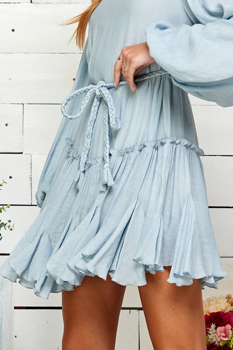Wander Braided Ruffle Mini Dress