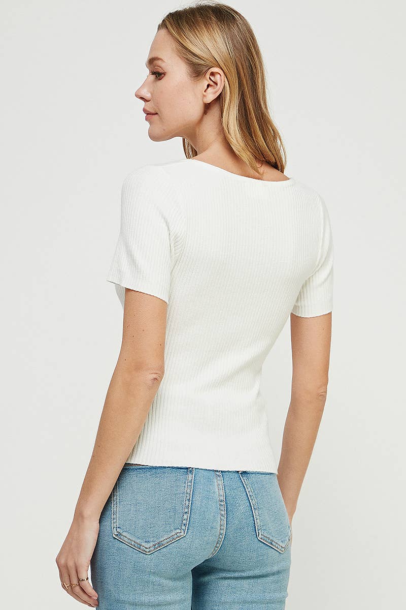 Square Neck Ribbed Fine Gauge Top