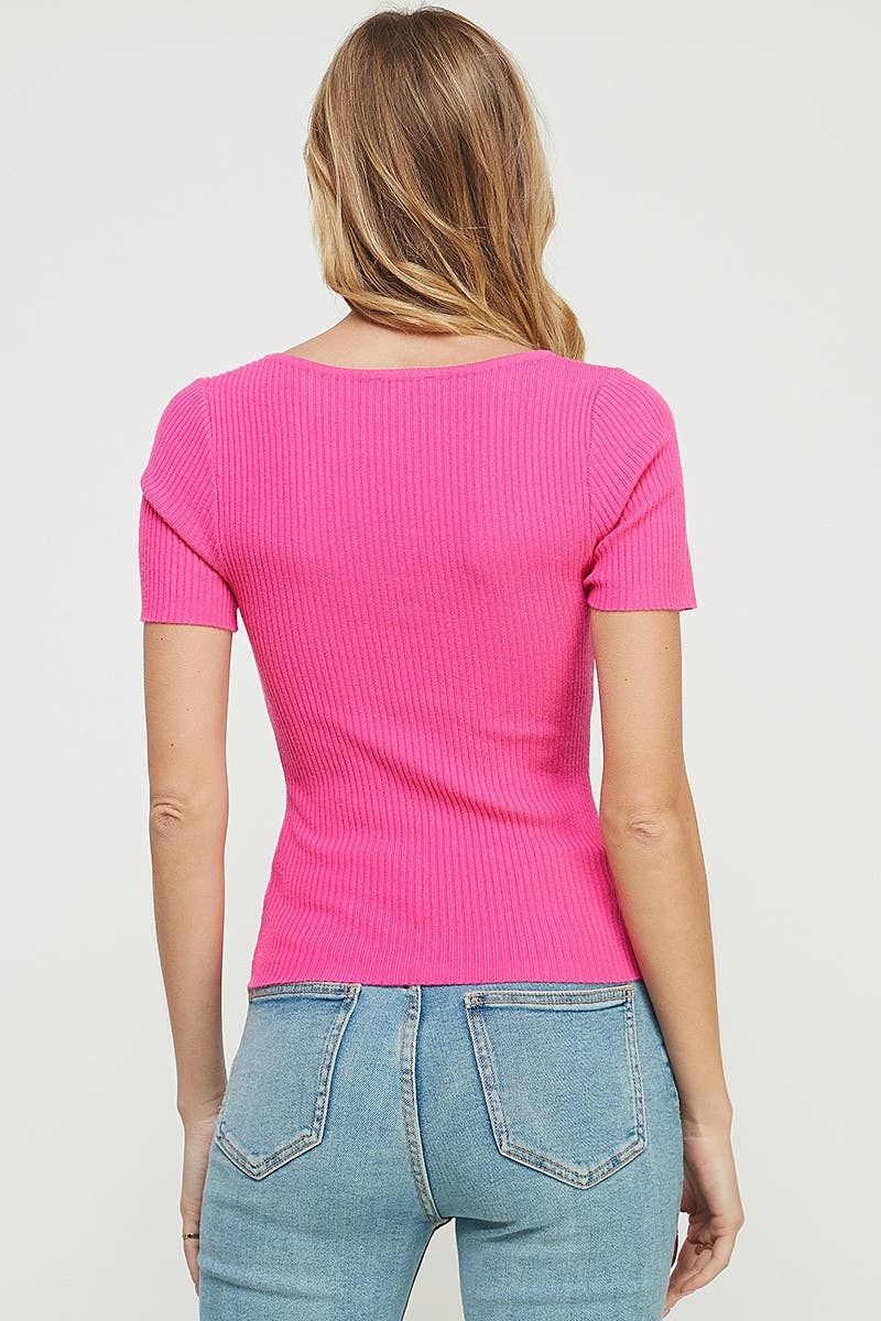 Square Neck Ribbed Fine Gauge Top