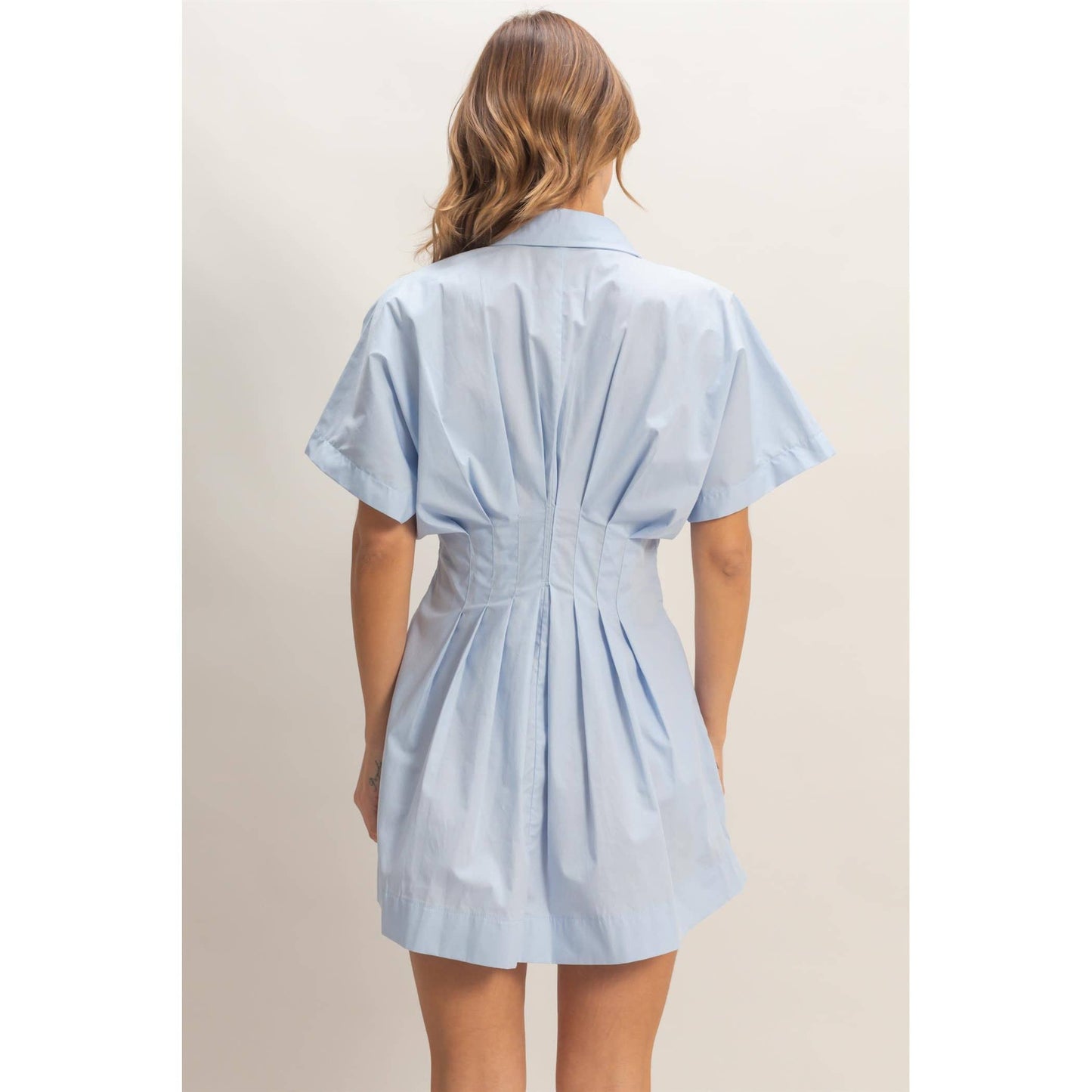 Pleated Button-Up Dress
