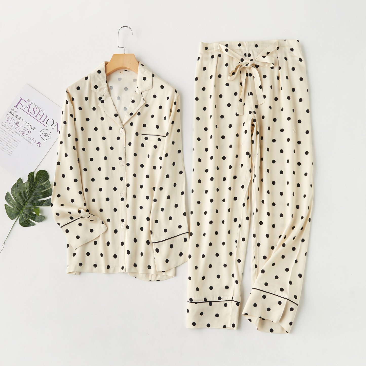 Polka Dot Viscose Pajama Set – Soft Spa & Loungewear