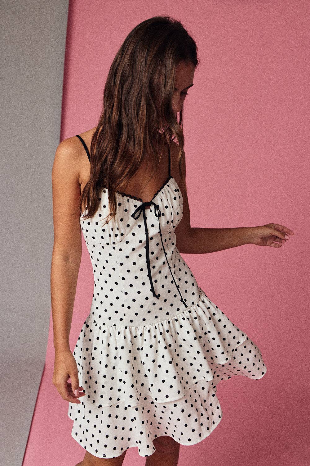 Polka Dot Tiered Mini Dress