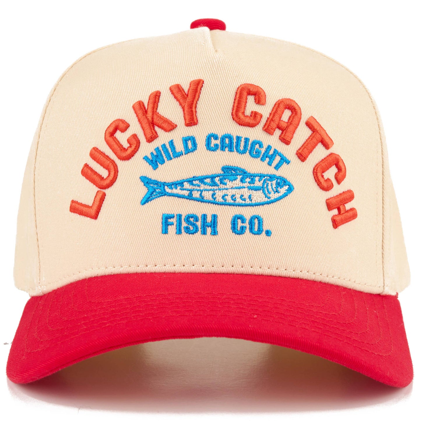C.C LUCKY CATCH Embroidered Letter on Two Tone Trucker Hat