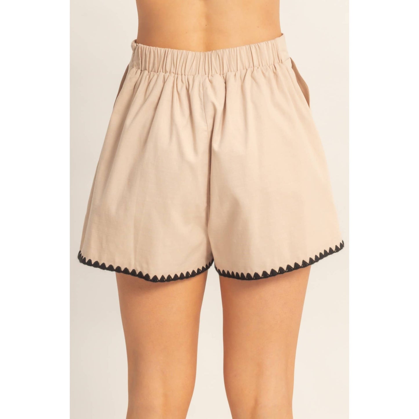 Scallop Trim High-Waisted Shorts