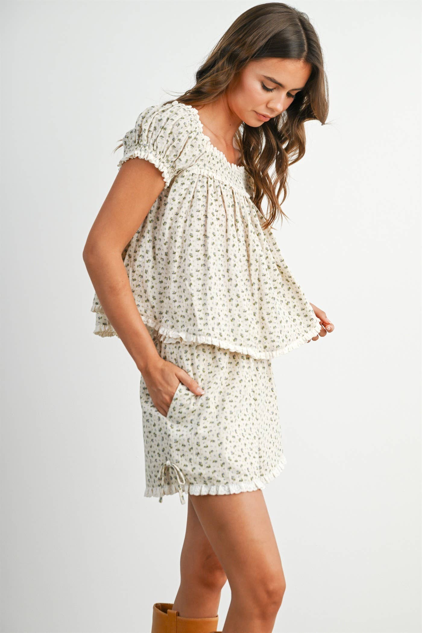 Meadow Bloom Ruffle Shorts-BMP8507