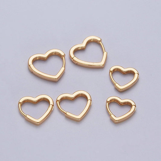 24K Gold Filled Heart Love CZ Huggie Hoop Earrings