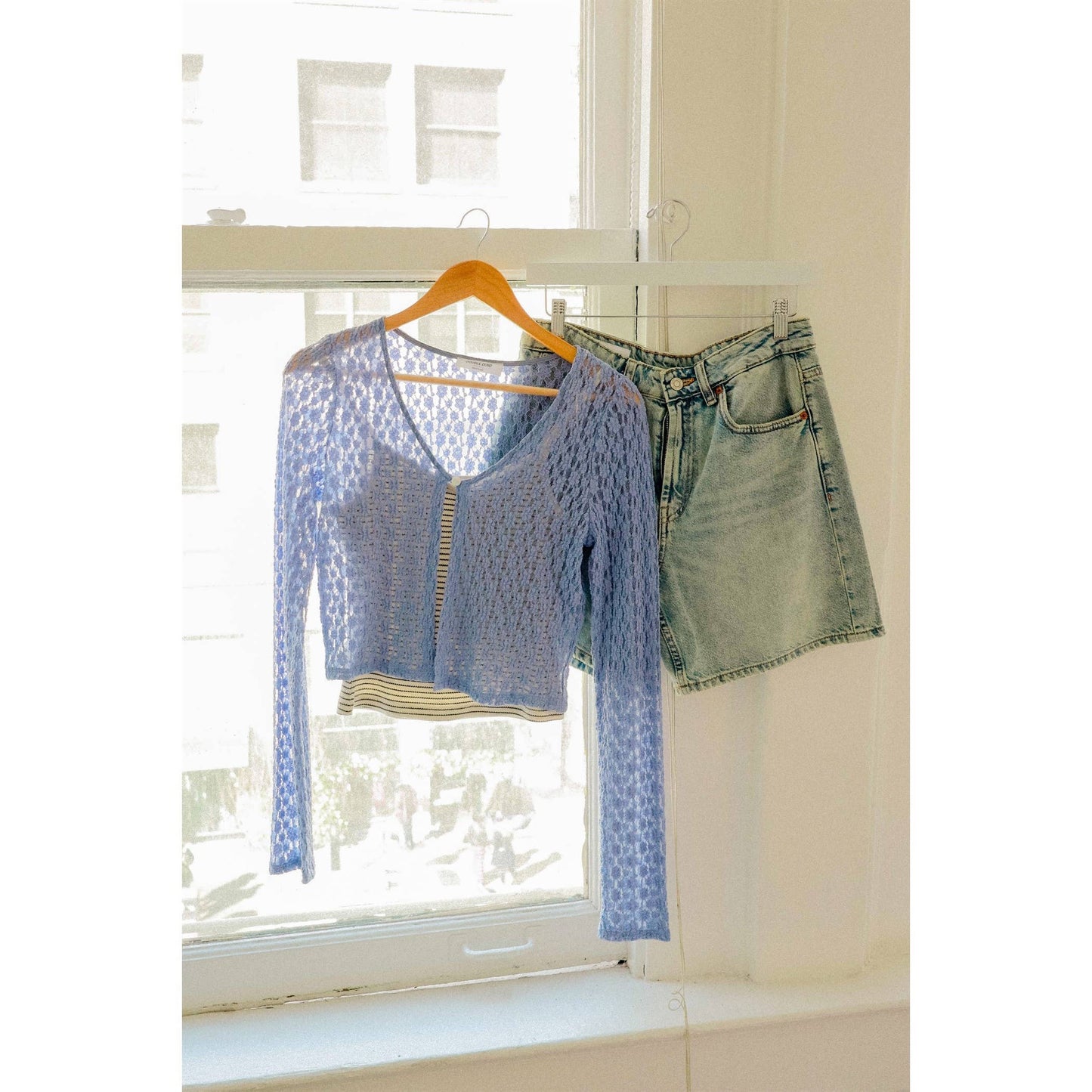 Pearl Button Sheer Lace Cardigan Top