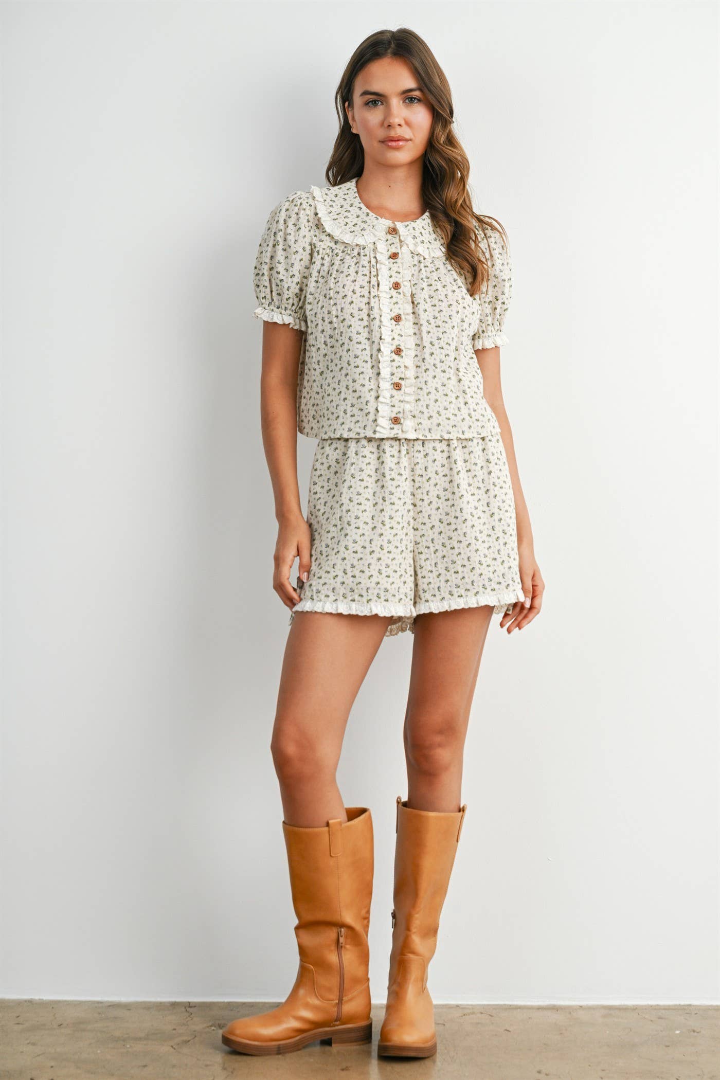 Meadow Bloom Ruffle Shorts-BMP8507
