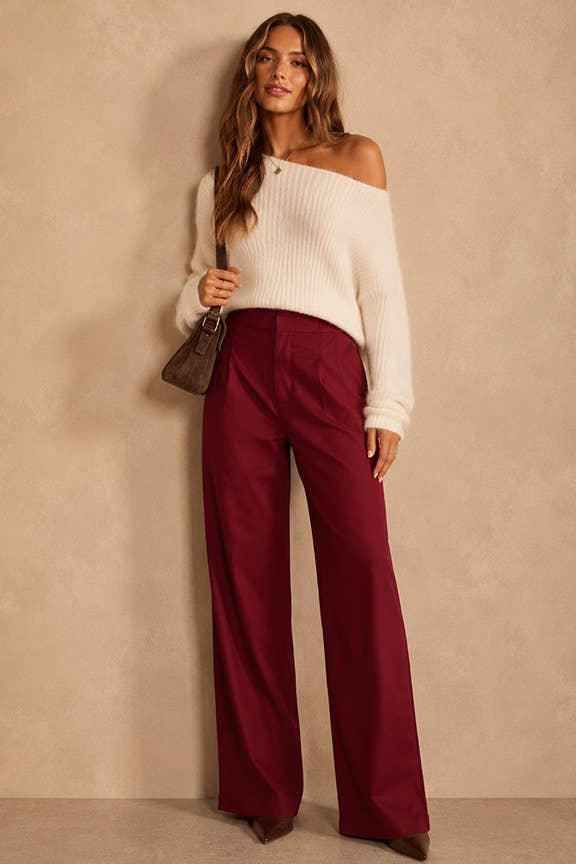 High Waist Wide Leg Tailored Pants