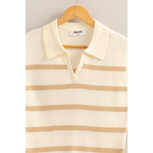 Collared Striped Polo Vest
