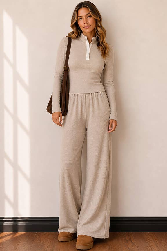 Textured Knit Lounge Pant Set