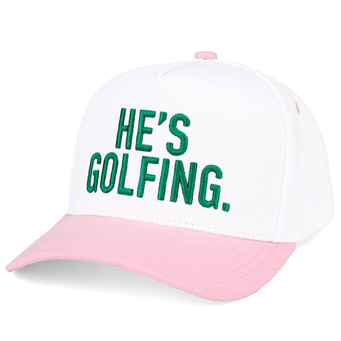 C.C HE'S GOLFING Letter Embroidered on Two Tone Trucker Hat