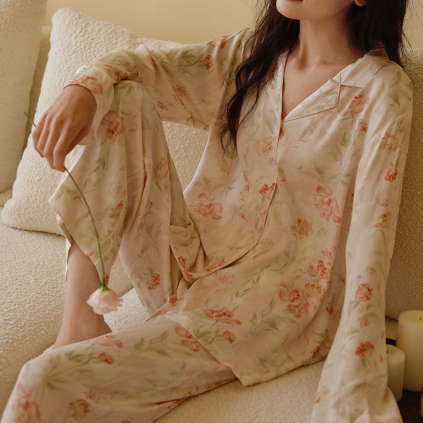Floral Viscose Pajama Set - Giftable Lounge Sleepwear