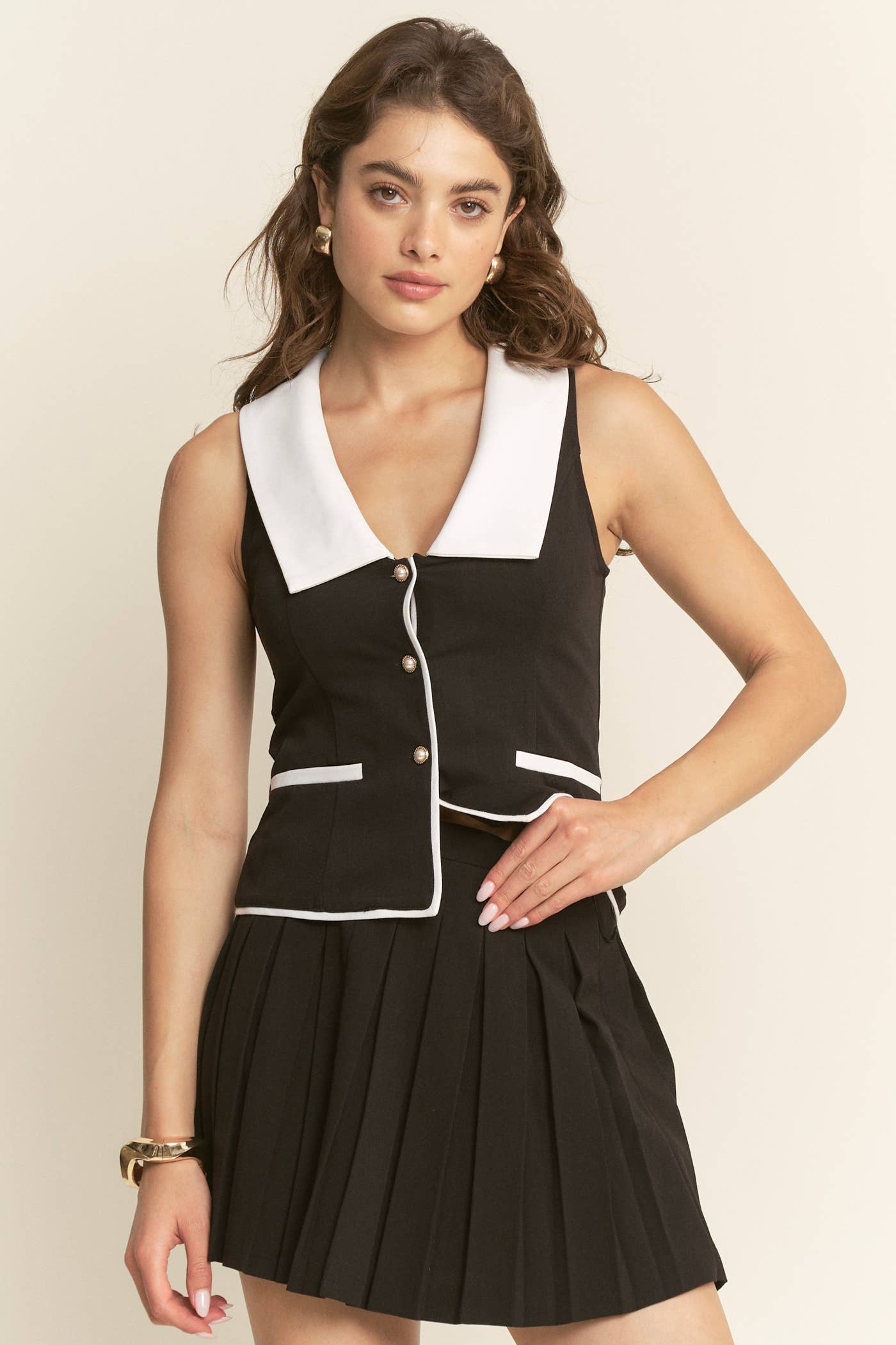 Button Down Sleeveless Top