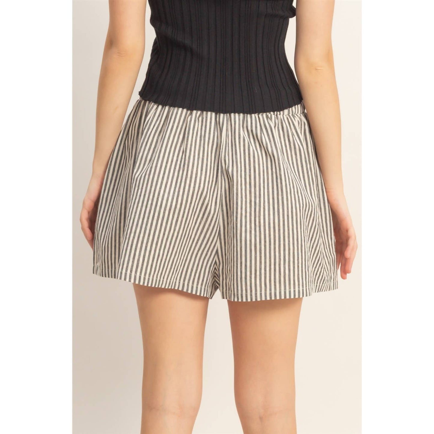 Striped Elastic Waist Shorts