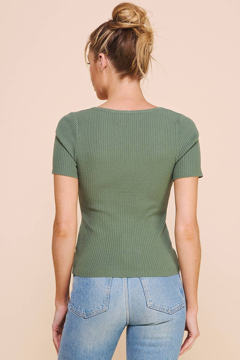 Square Neck Ribbed Fine Gauge Top