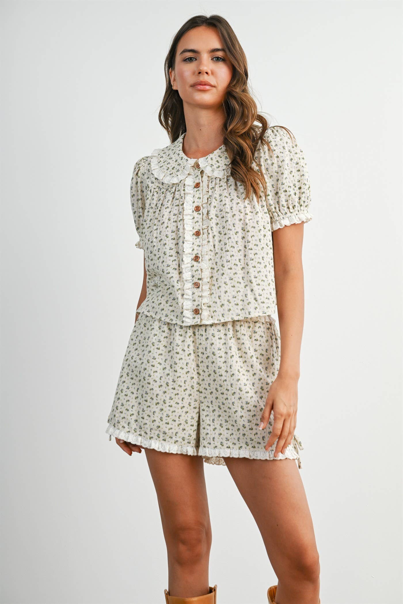 Meadow Bloom Ruffle Shorts-BMP8507