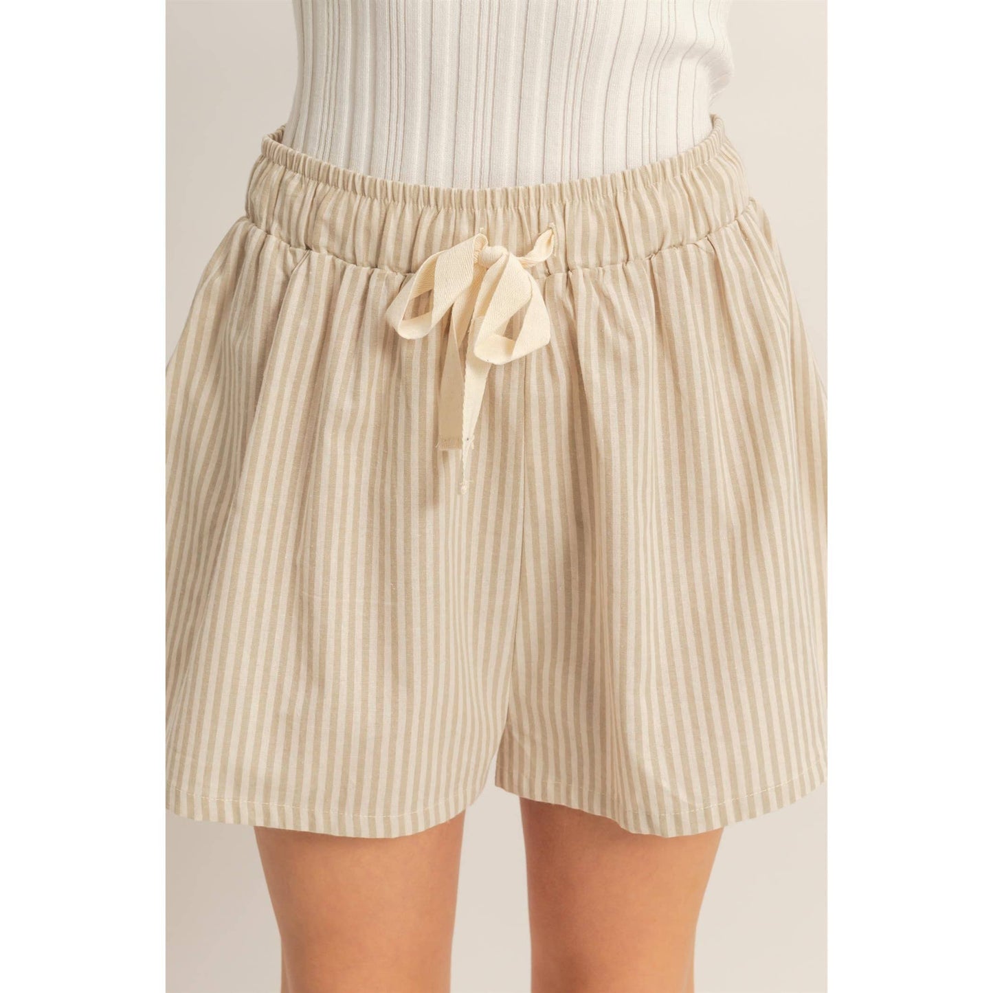Striped Elastic Waist Shorts