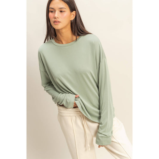Casual Long-Sleeve Crew Neck Top