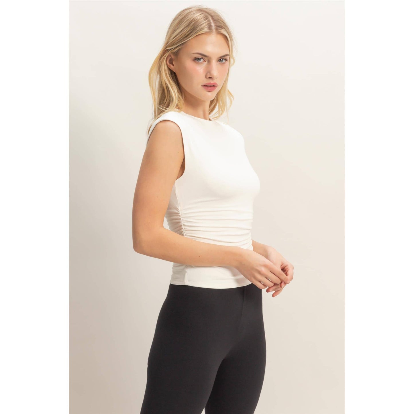 Sleeveless Crew Neck Top