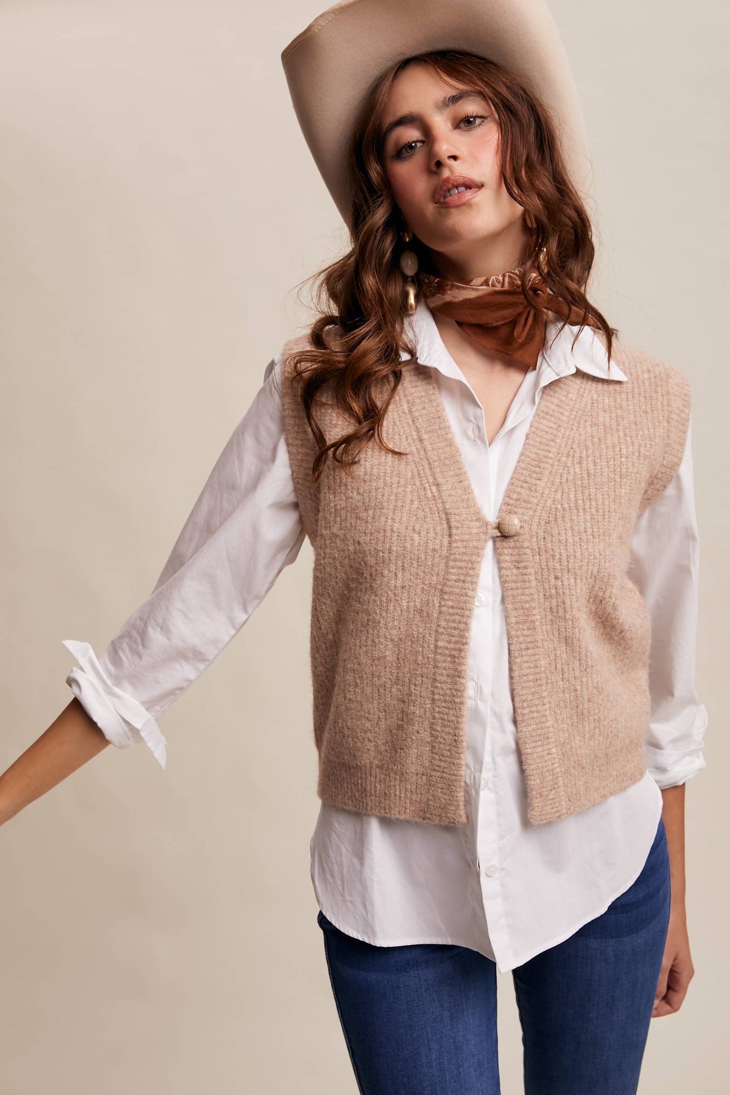 Cozy Knit Button Vest