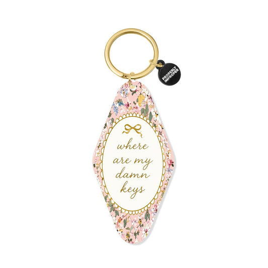 Printed Keychain Where Are My Damn Keys Floral