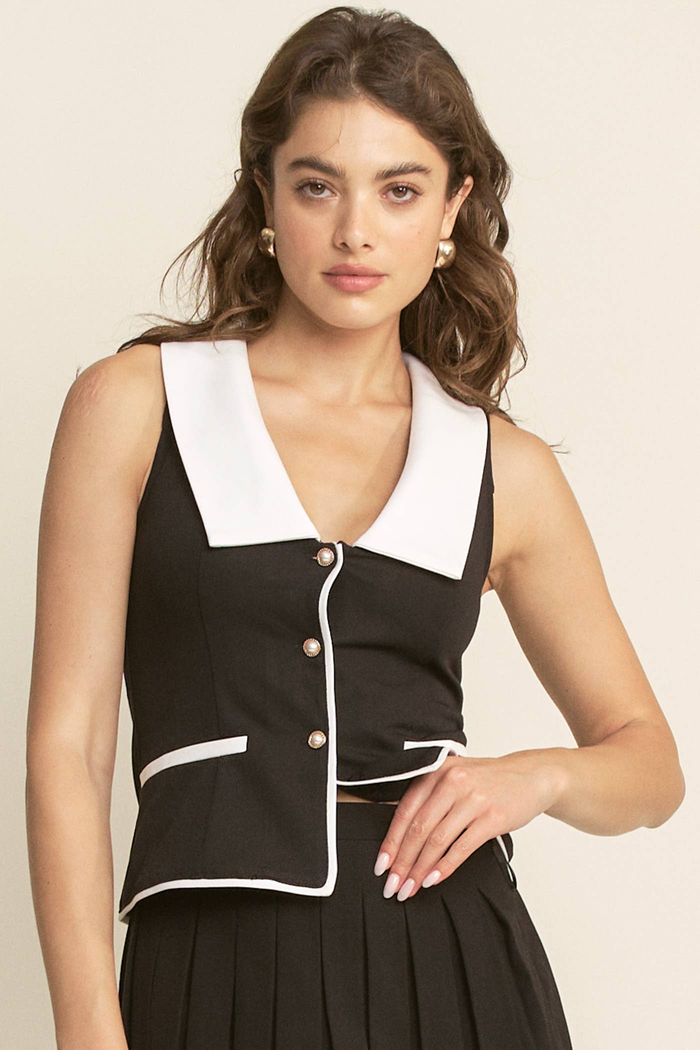 Button Down Sleeveless Top
