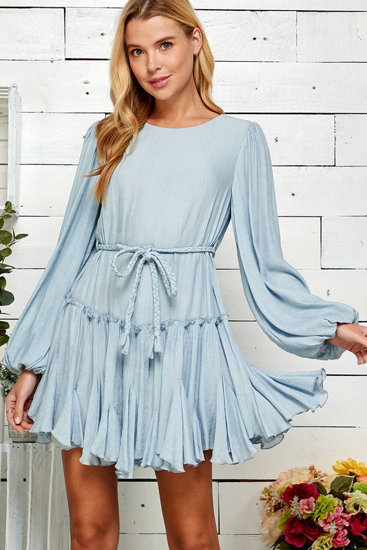 Wander Braided Ruffle Mini Dress