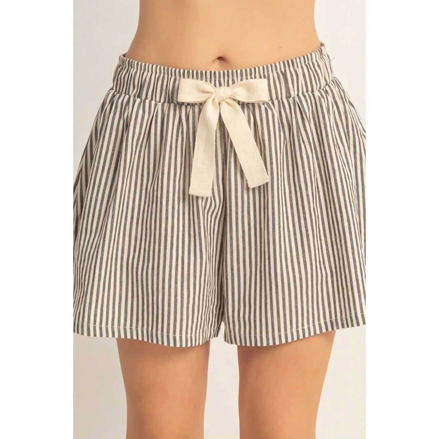 Striped Elastic Waist Shorts