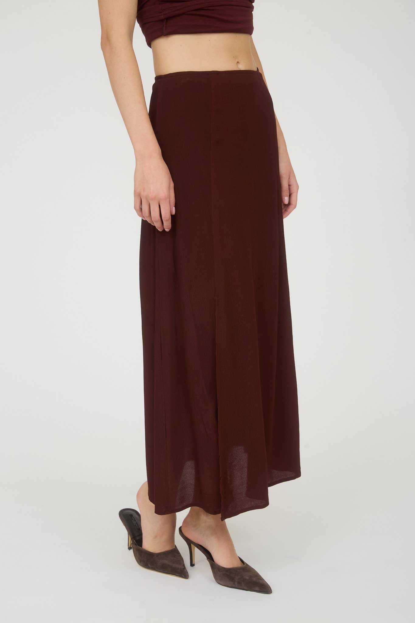 Side Slit Lightweight Midi Skirt